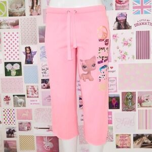 rare y2k littlest pet shop pink graphic capri sweatpants size M